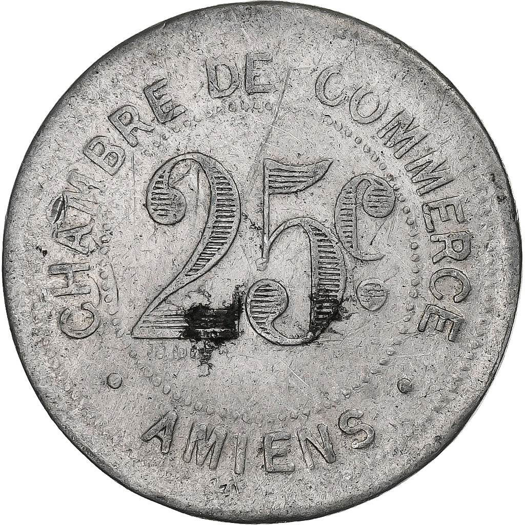 Francja, Chambre de commerce d'Amiens, 25 Centimes, 1920, VF(20-25), Aluminium