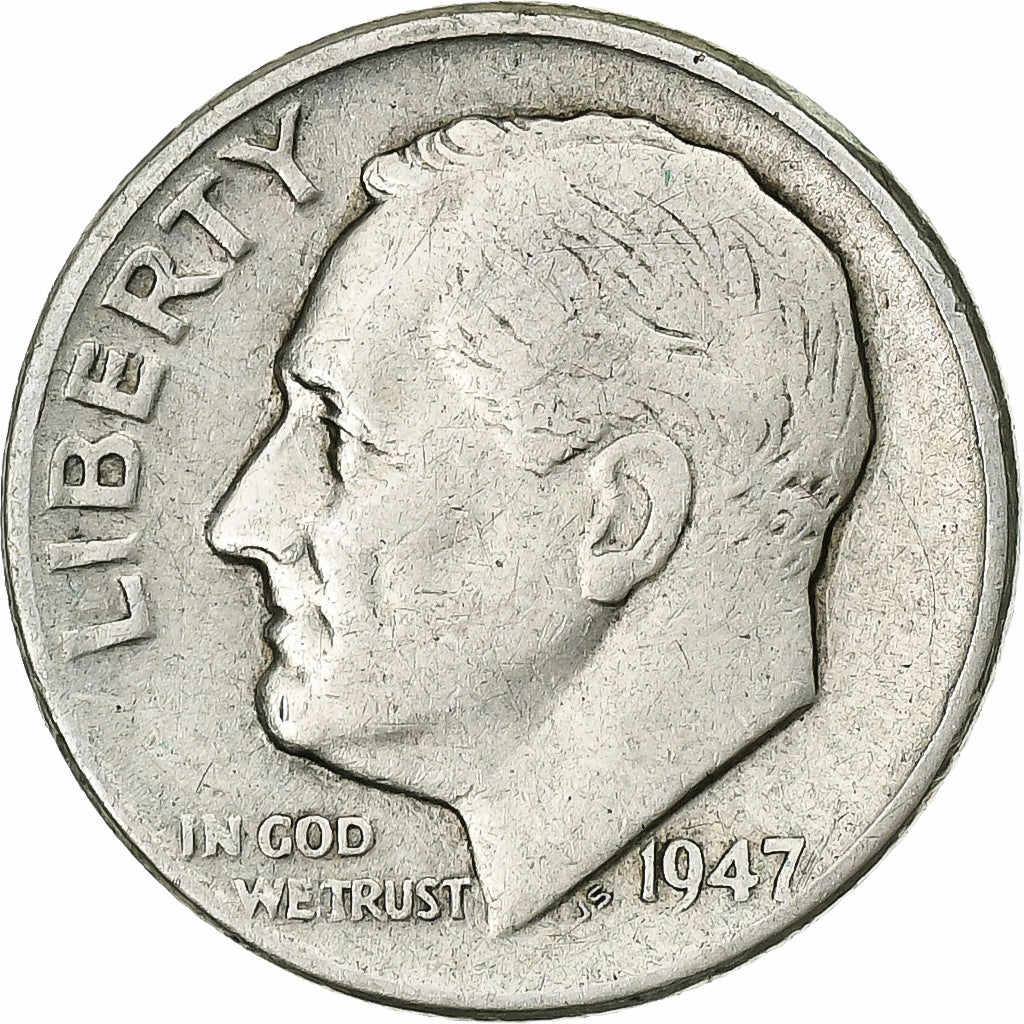United States, Dime, Roosevelt, 1947, Philadelphia, Silver, VF(30-35)