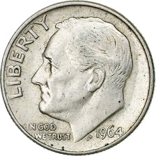 Stati Uniti, Dime, Roosevelt, 1964, Philadelphia, Argento, BB