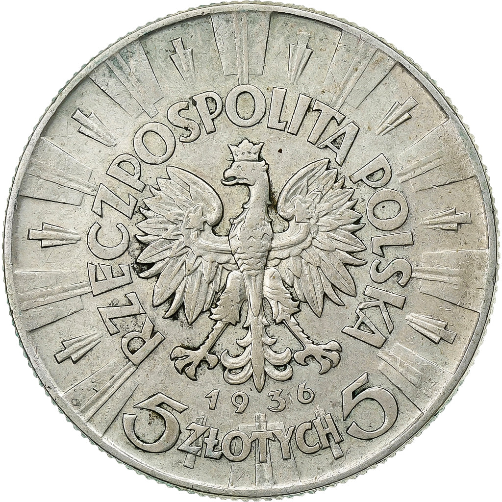 Polonia, 5 Zlotych, 1936, Warsaw, Plata, MBC