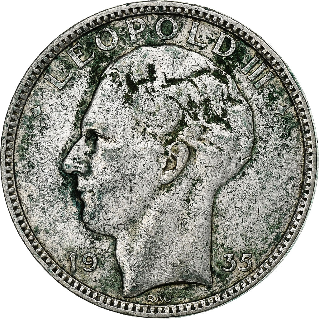 Belgium, Leopold III, 20 Francs, 1935, Brussels, Silver, VF(20-25)