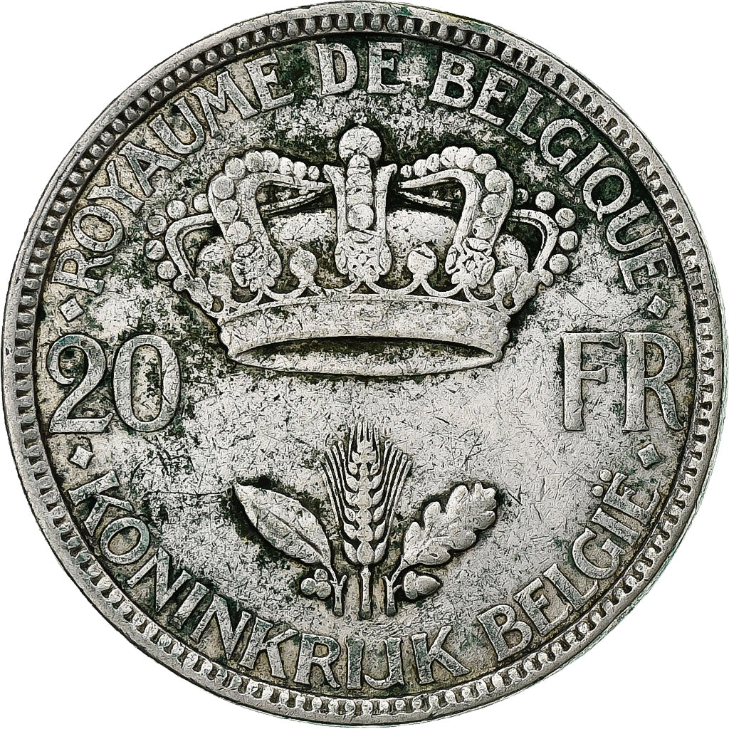 Belgium, Leopold III, 20 Francs, 1935, Brussels, Silver, VF(20-25)