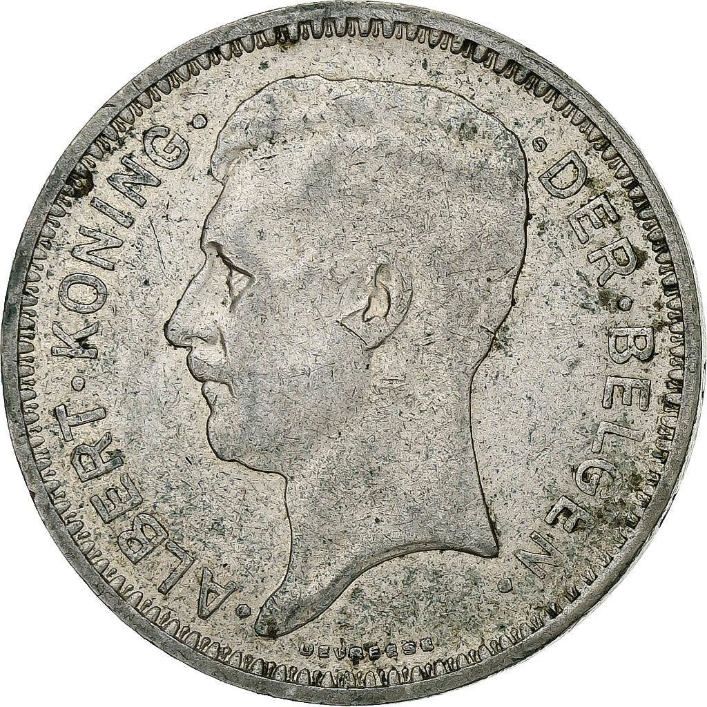 België, Albert I, 20 Francs, 1934, Brussels, Zilver, FR+