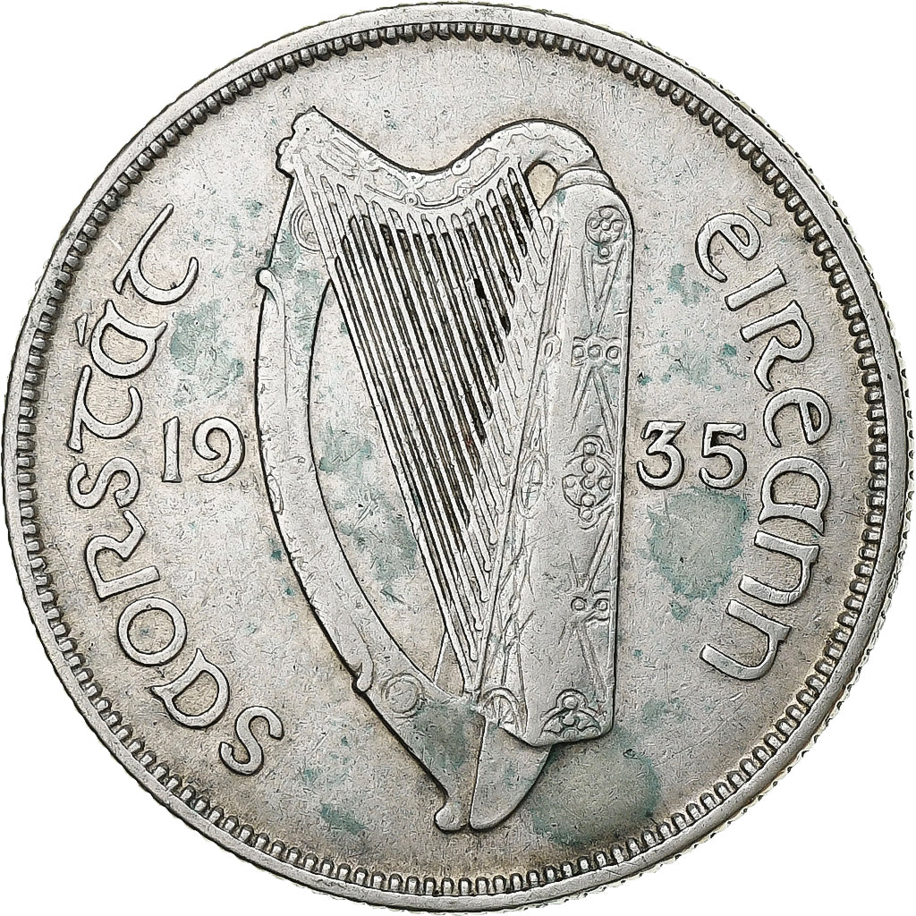 Irlanda, Florin, Two Shillings, 1935, London, Prata, AU(55-58)