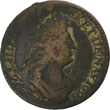 França, Louis XIV, Liard, 1693, Paris, Cobre, F(12-15), C2G:208