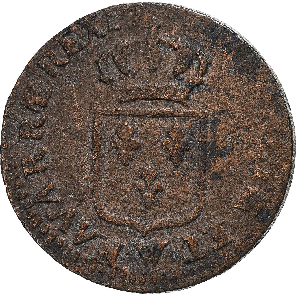 França, Louis XVI, Sol, 1783, Lille, Cobre, VF(20-25)