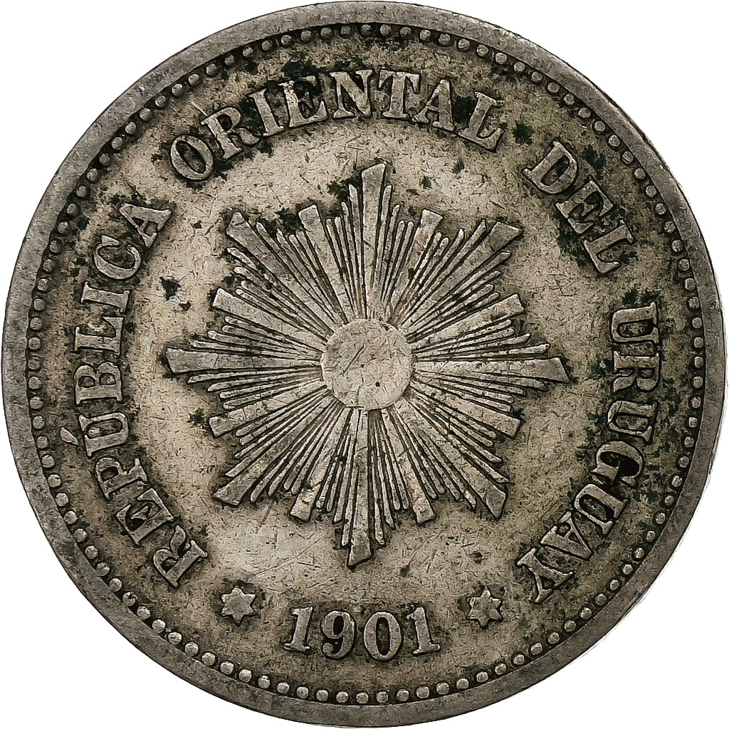 Uruguay, 5 Centesimos, 1901, Vienna, Cupronickel, VF(30-35)