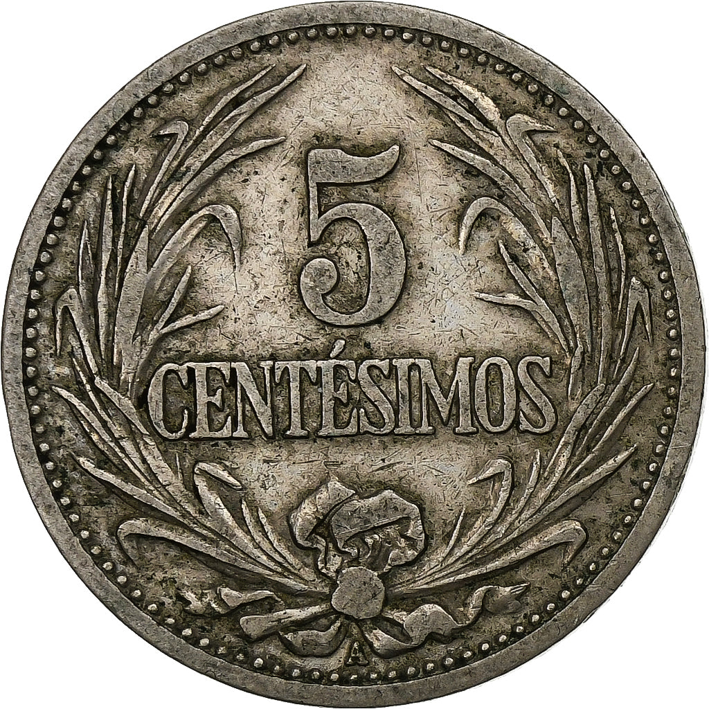 Uruguay, 5 Centesimos, 1901, Vienna, Cupronickel, VF(30-35)