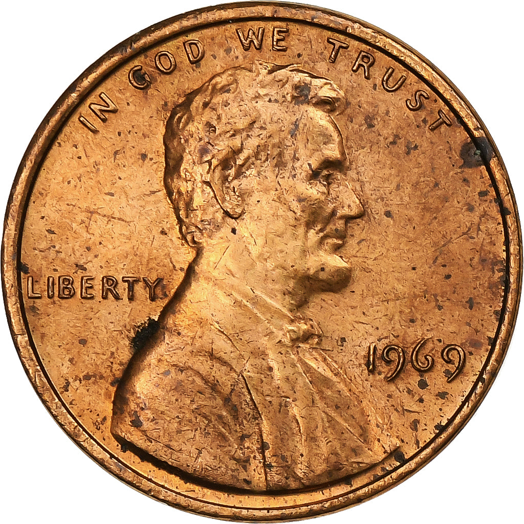 Estados Unidos da América, Cent, Lincoln, 1969, Philadelphia, Cobre, AU(55-58)