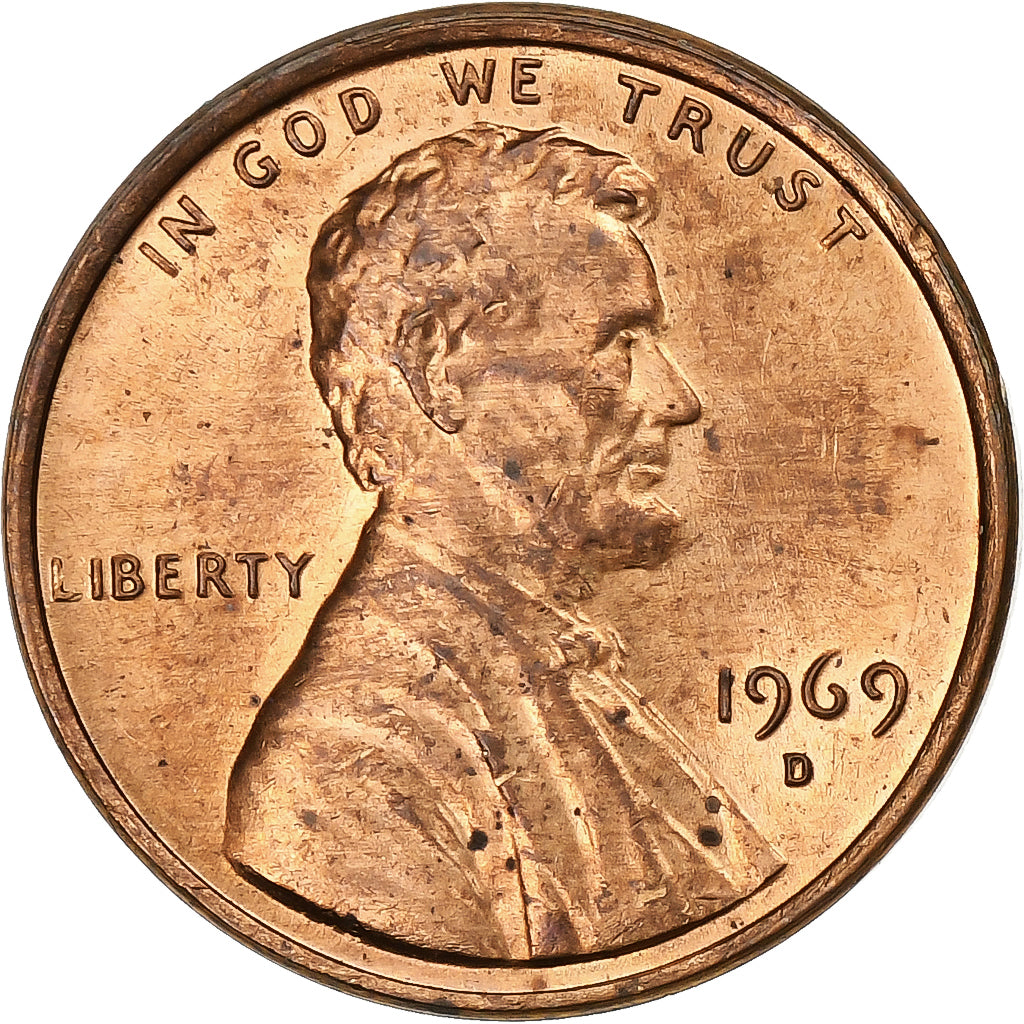 Estados Unidos da América, Cent, Lincoln, 1969, Denver, Cobre, AU(50-53)