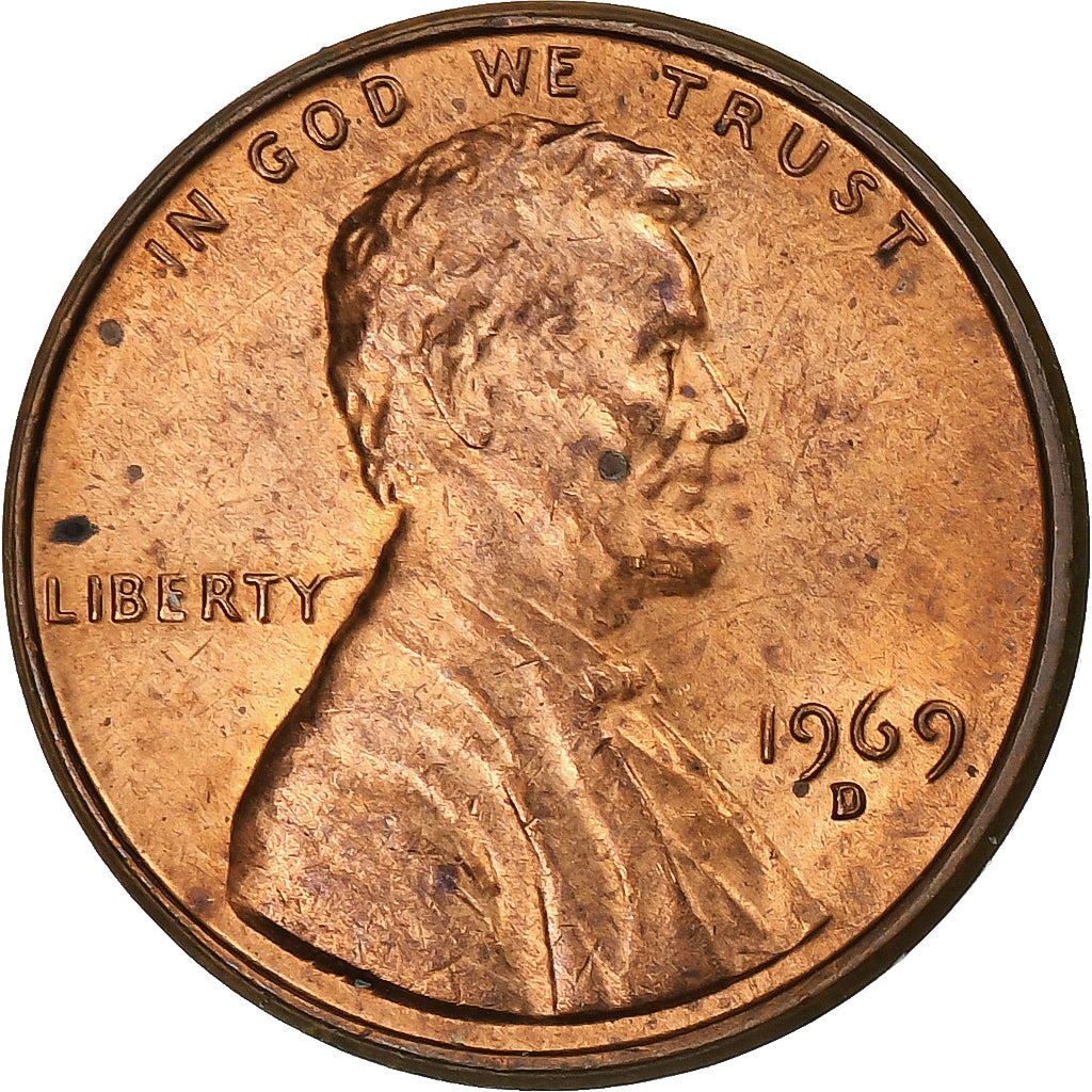 Estados Unidos da América, Cent, Lincoln, 1969, Denver, Cobre, AU(50-53)