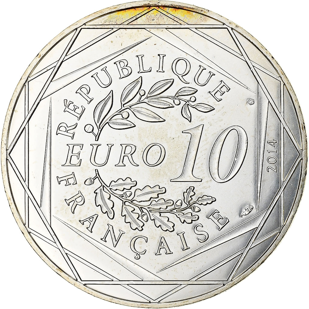 França, 10 Euro, Sempé - Été - Liberté, 2014, MDP, Prata, AU(55-58)
