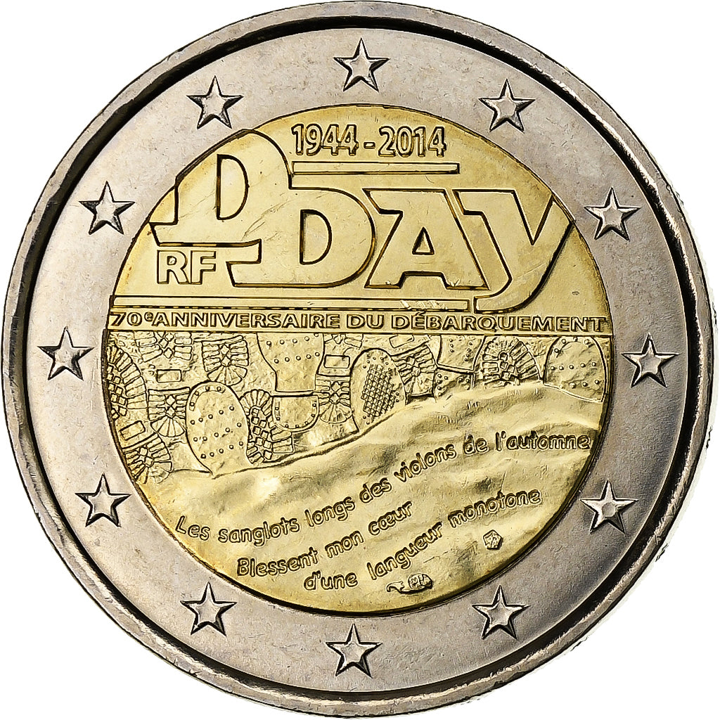 Frankreich, 2 Euro, D-day, 2014, MDP, Bi-Metallic, UNZ