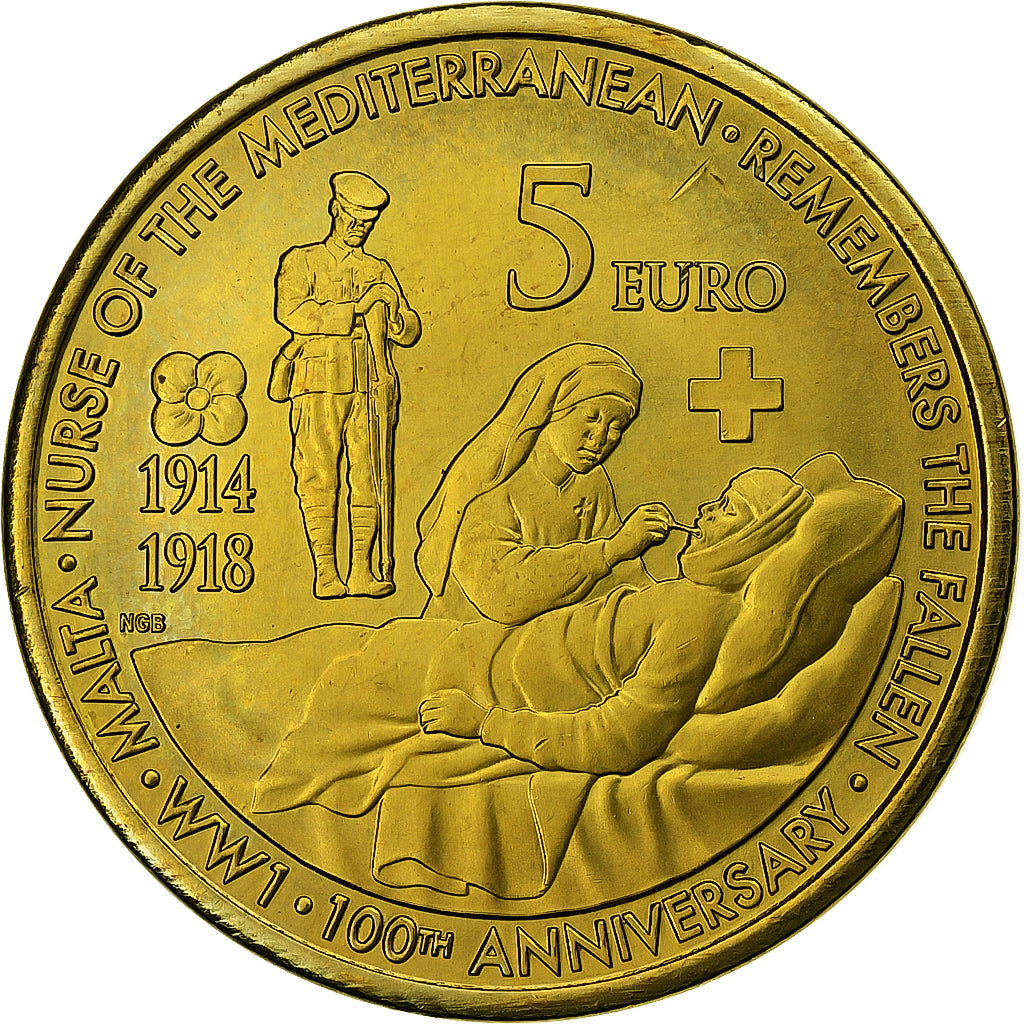 Malta, 5 Euro, Centenary of the First World War, 2014, Tin, UNC-