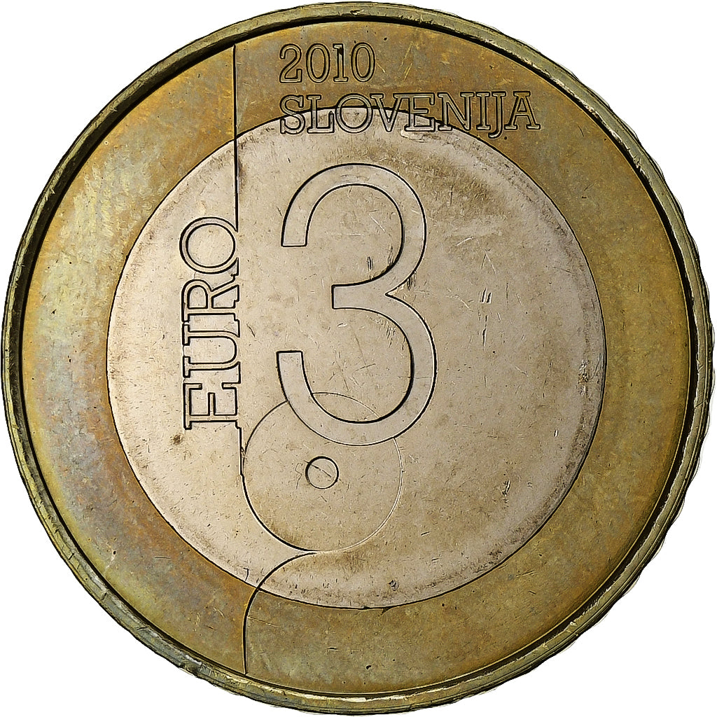 Slovenië, 3 Euro, World Book Capital, 2010, Vantaa, Bi-Metallic, UNC-
