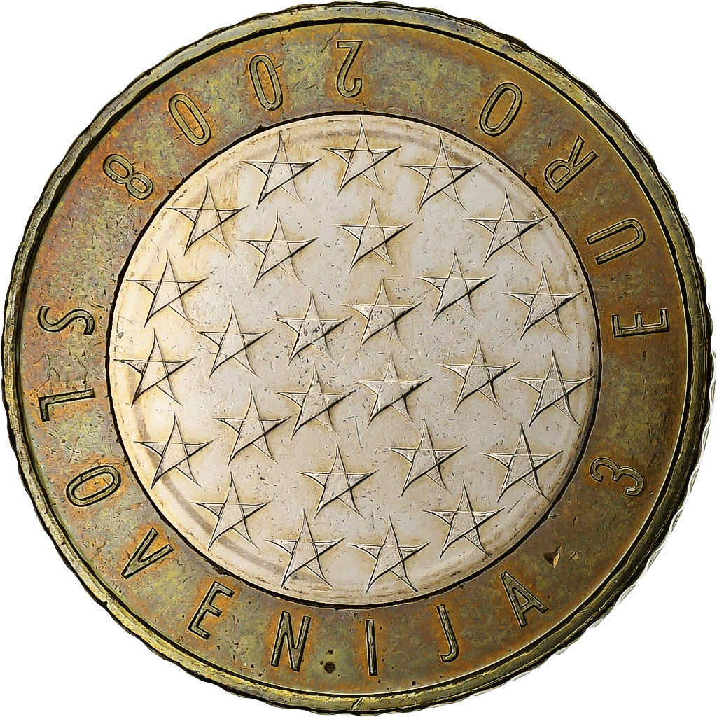Eslovénia, 3 Euro, Presidency EU, 2008, Utrecht, Bimetálico, MS(63)