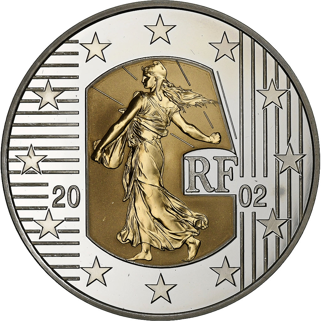 Francja, 5 Euro, Semeuse, Merci Le Franc !, Proof, 2002, MDP, Srebro, MS(65-70)