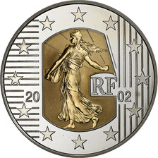 Francja, 5 Euro, Semeuse, Merci Le Franc !, Proof, 2002, MDP, Srebro, MS(65-70)
