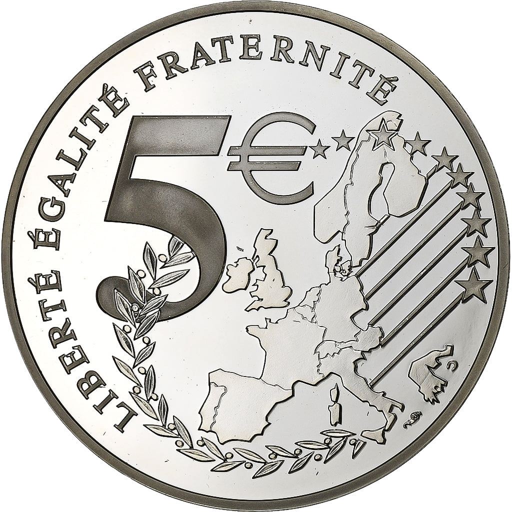 Francja, 5 Euro, Semeuse, Merci Le Franc !, Proof, 2002, MDP, Srebro, MS(65-70)