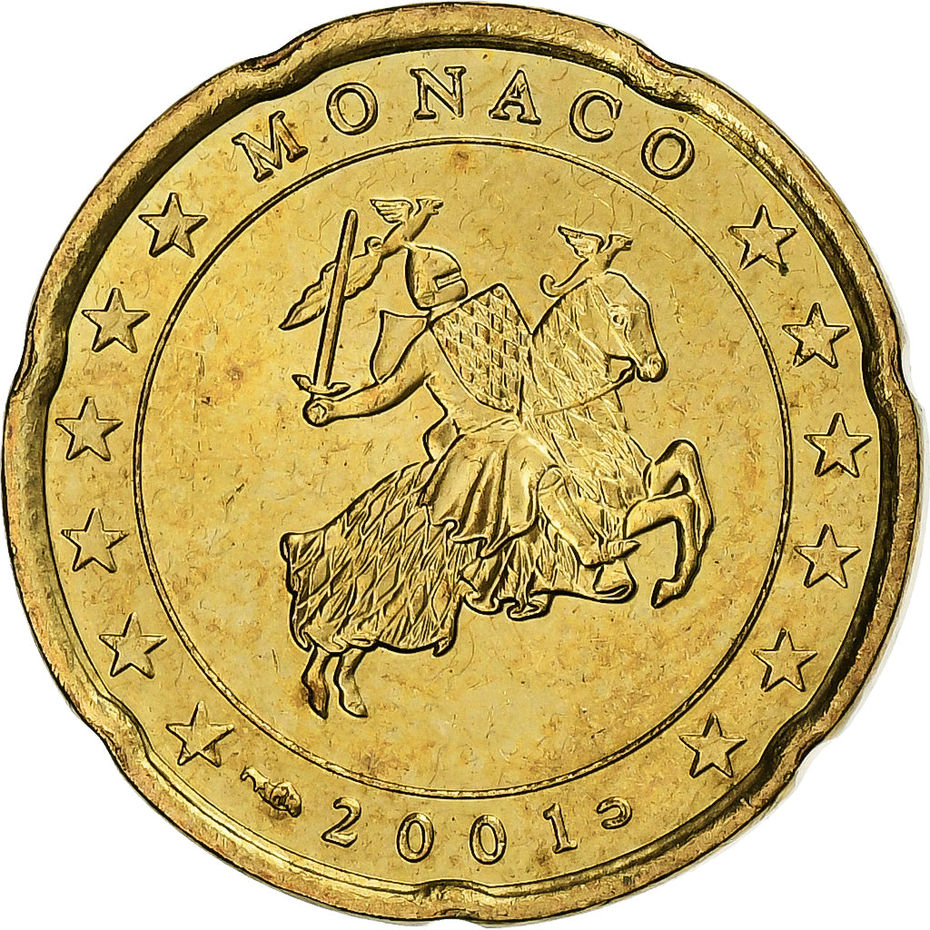 Monaco, 20 Centimes, 2001, MDP, Nordic gold, UNC-