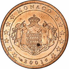 Monaco, 5 Centimes, 2001, MDP, Cuivre plaqué acier, SUP+