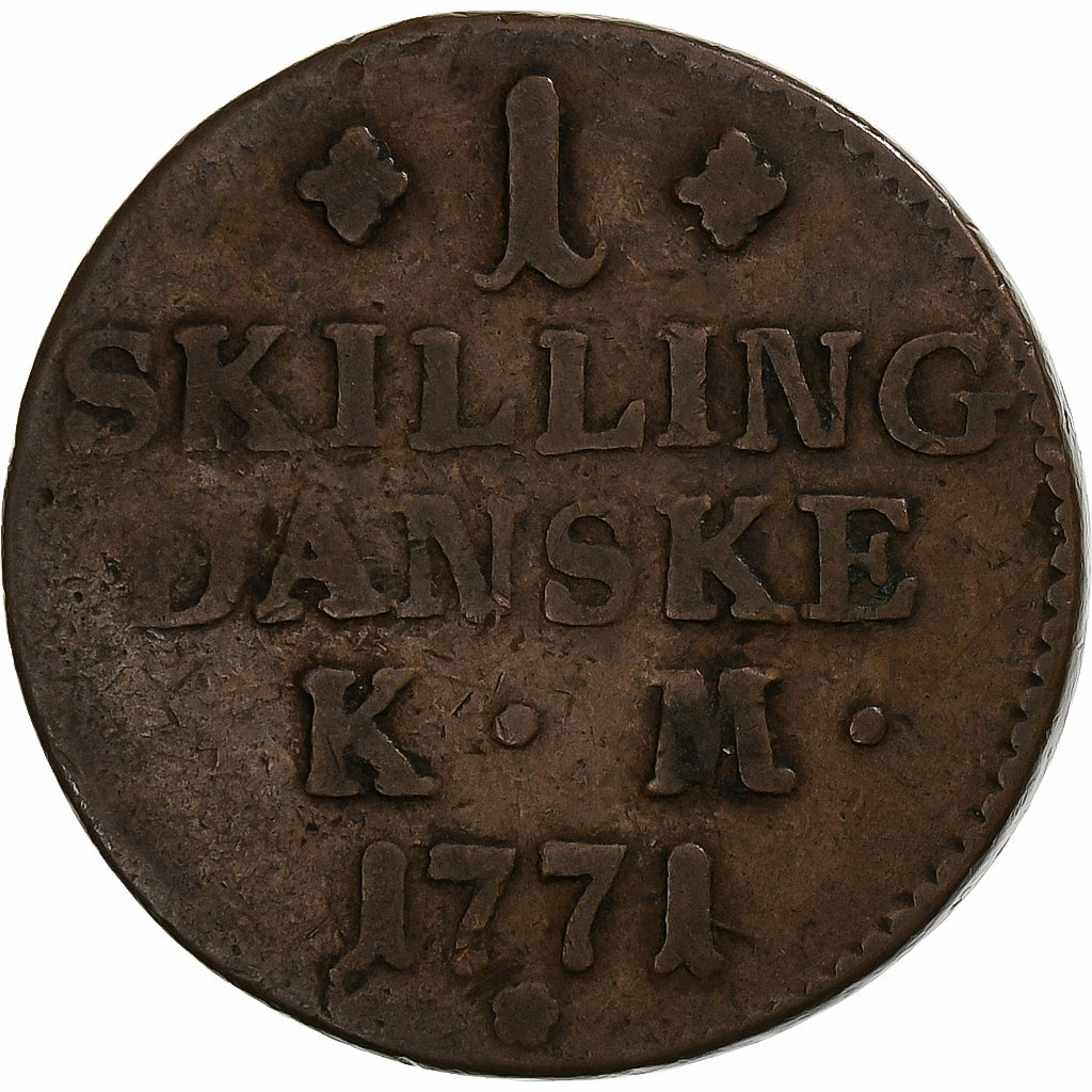 Dänemark, Christian VII, Skilling danske, 1771, Copenhagen, Kupfer, S+