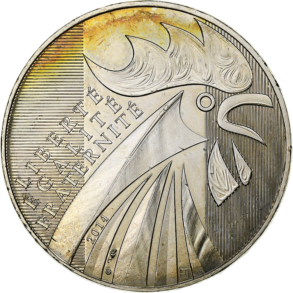 Francja, 10 Euro, Rooster, 2014, MDP, Srebro, MS(63)