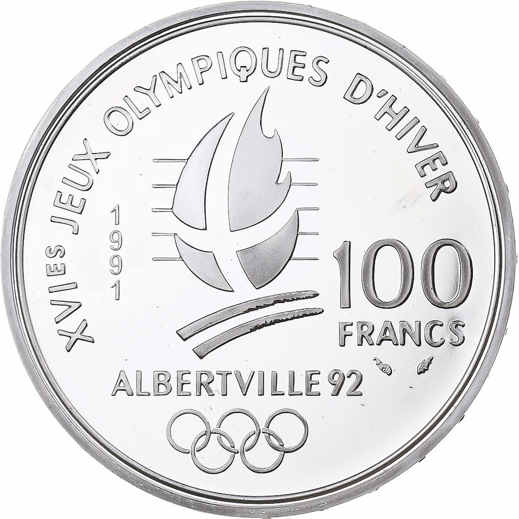 France, 100 Francs, 1992 Olympics, Albertville, Cross-country Skiing, 1991, MDP