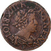 Francia, Louis XIII, Double Tournois, 1637, Tours, 8th type, Cobre, BC+