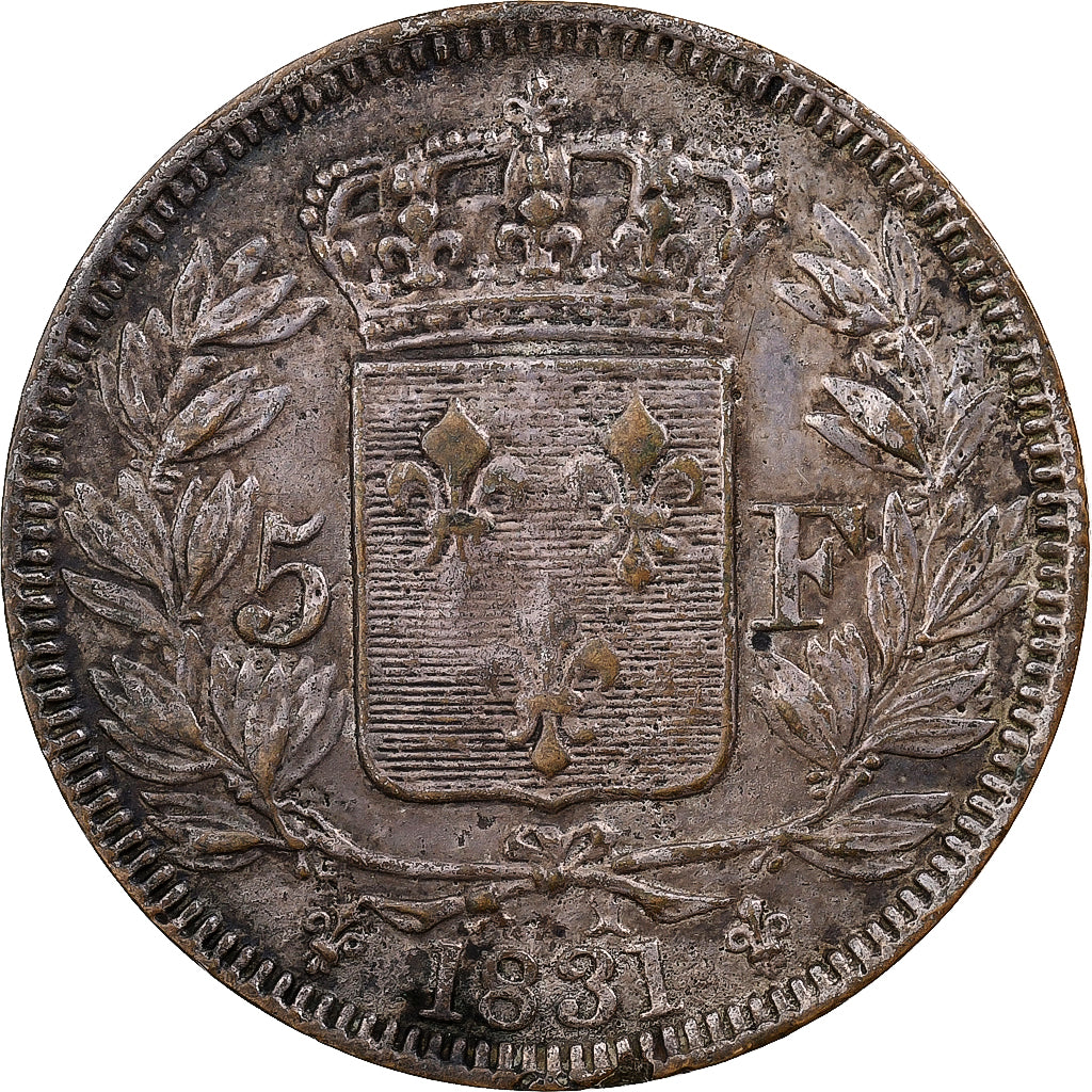 France, Henri V, 5 Francs, 1831, Paris, Faux d'Epoque, Etain, TTB, Gadoury:651