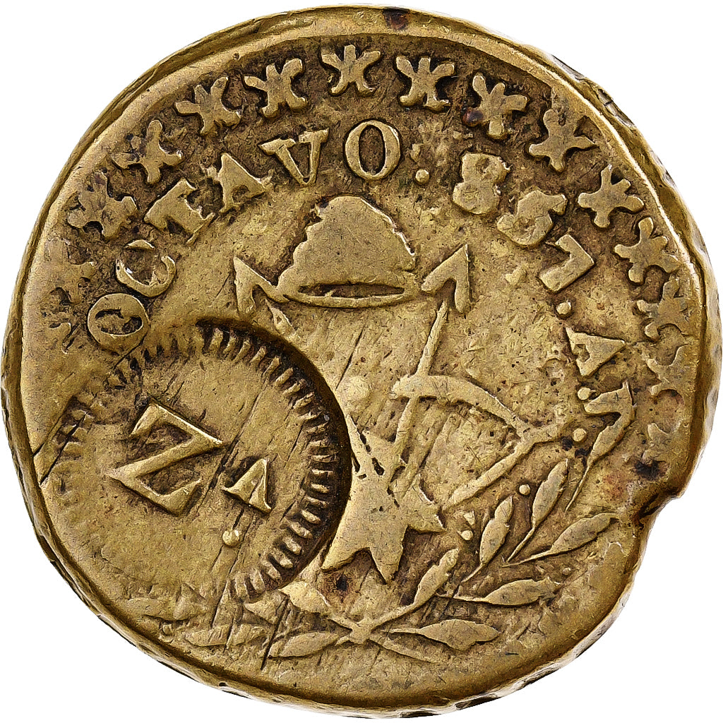 Mexique, 1/8 Real, Octavo Real, 1857, Mexico, Contremarque, Cuivre, B+