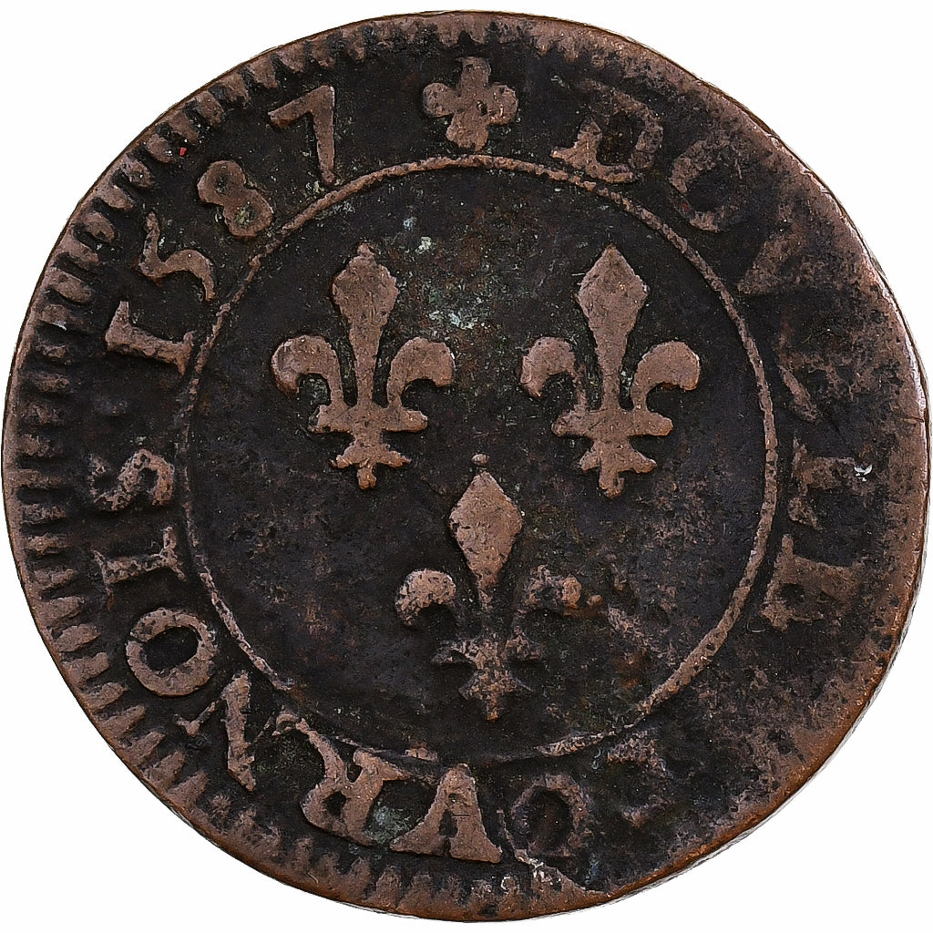 Francia, Henri III, Double Tournois, 1587, Paris, Rame, MB