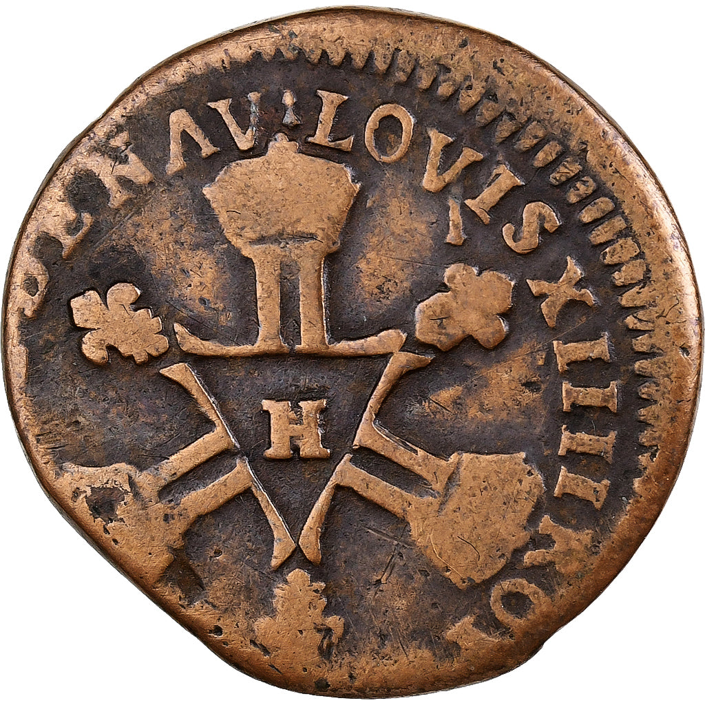 França, Louis XIV, 6 Deniers, 1710-1712, La Rochelle, Cobre, VF(20-25)