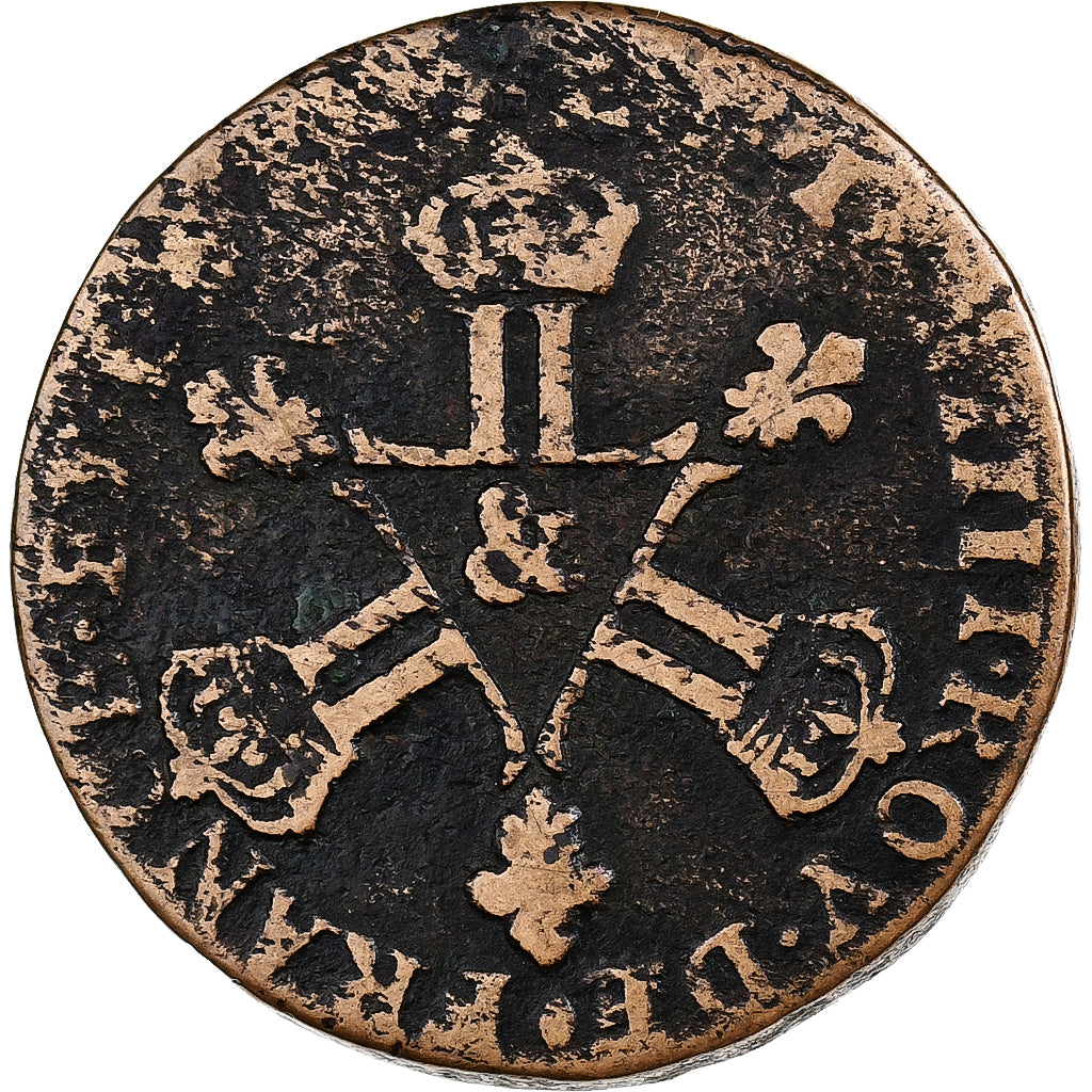 Francia, Louis XIV, 6 Deniers, 1711, Aix, Rame, B+