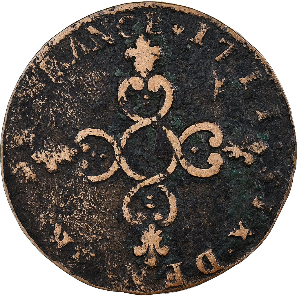 Francia, Louis XIV, 6 Deniers, 1711, Aix, Rame, B+