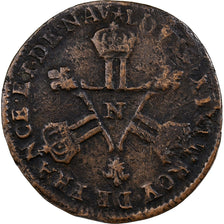 France, Louis XIV, 6 Deniers, 1712, Montpellier, Copper, VF(20-25)