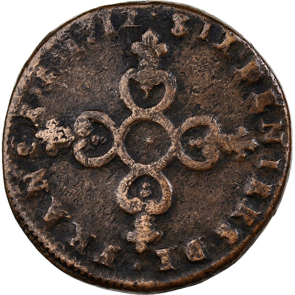 France, Louis XIV, 6 Deniers, 1712, Montpellier, Copper, VF(20-25)
