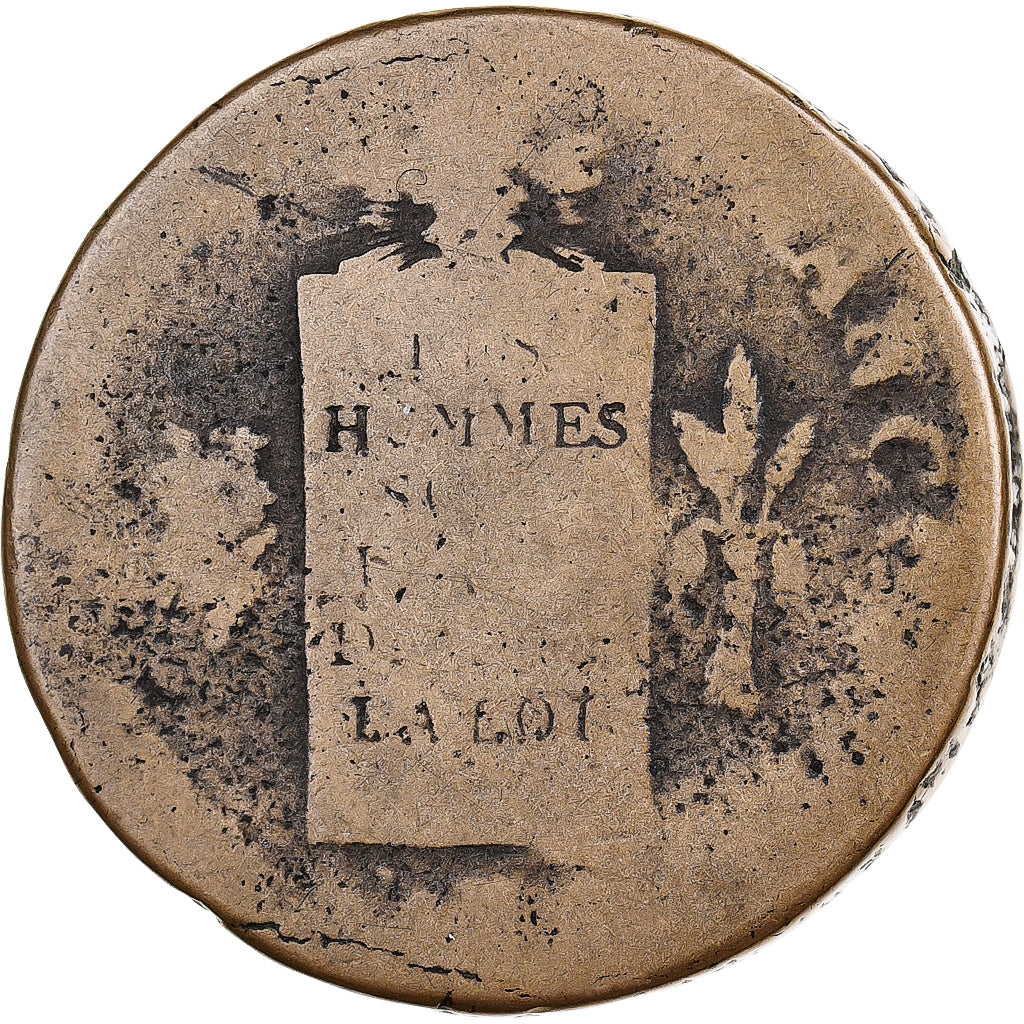 Francia, 2 sols à la Balance, 1793, Arras, Métal de cloche, BC