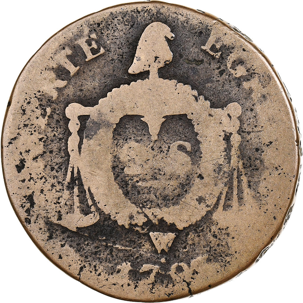 Francia, 2 sols à la Balance, 1793, Arras, Métal de cloche, BC