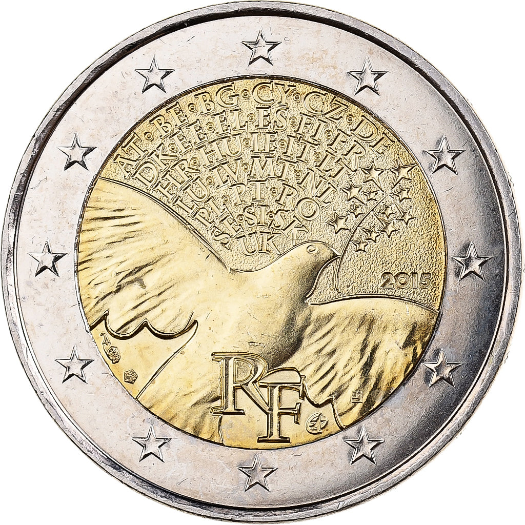 France, 2 Euro, Paix en Europe, 2015, MDP, Bimétallique, SPL