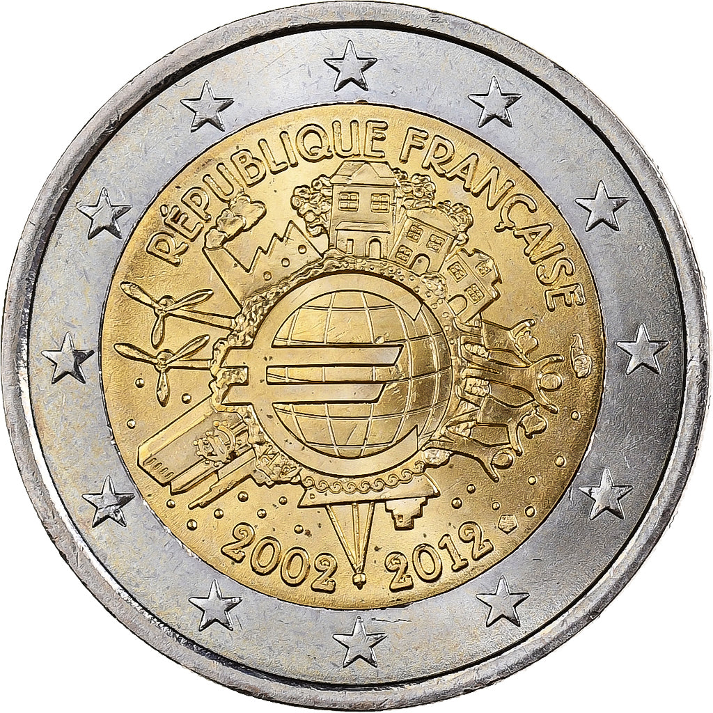 Francia, 2 Euro, 10 Years of Euros Cash, 2012, MDP, Bimetálico, SC