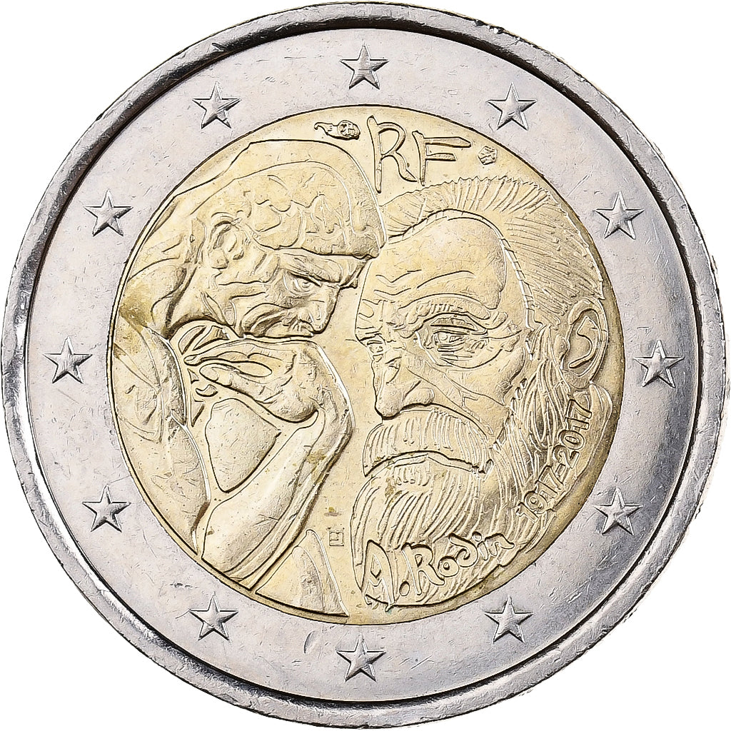 France, 2 Euro, Auguste Rodin, 2017, MDP, Bi-Metallic, MS(63)