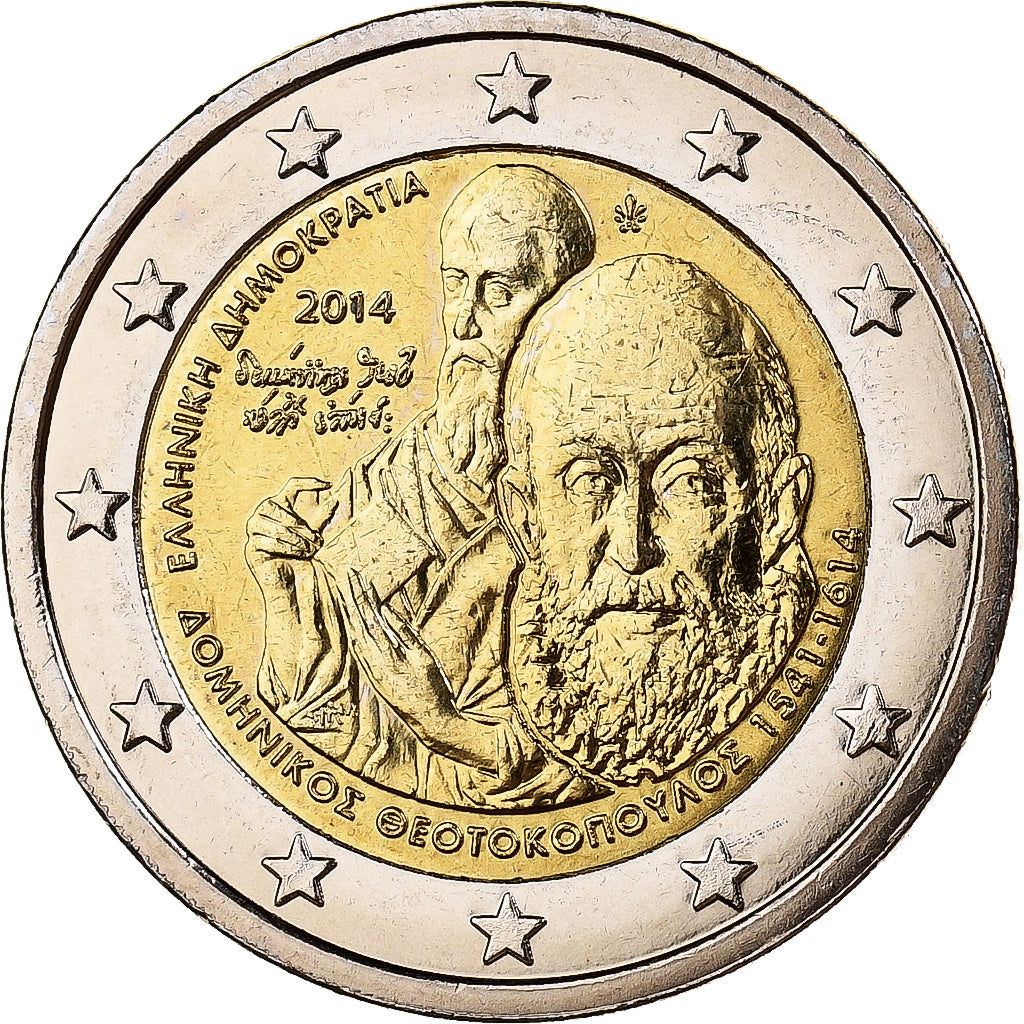 Grèce, 2 Euro, Domenikos Theotokopoulos, 2014, Athènes, Bimétallique, SPL