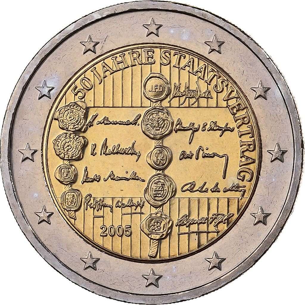 Austria, 2 Euro, Austrian State Treaty, 2005, Vienna, Bi-Metallic, MS(63)