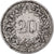 Suiza, 20 Rappen, Libertas, 1897, Bern, Magnetic, Níquel, BC+