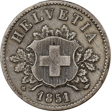 Suisse, 10 Rappen, Écusson, 1851, Strasbourg, Billon, TTB