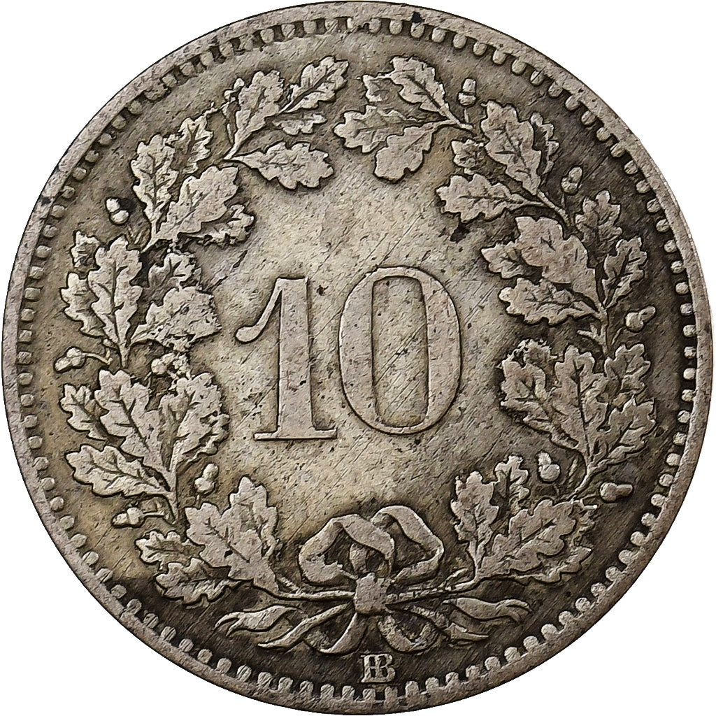 Suisse, 10 Rappen, Écusson, 1851, Strasbourg, Billon, TTB