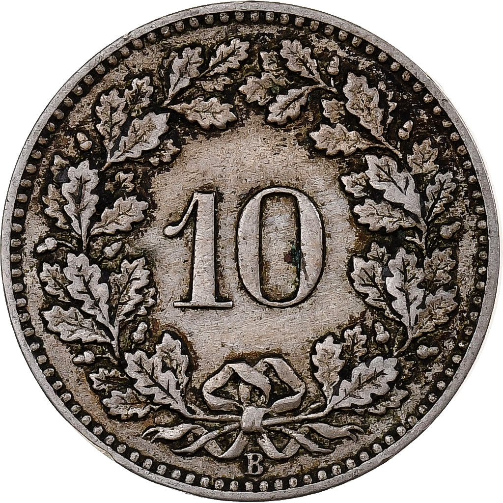 Suiza, 10 Rappen, Libertas, 1880, Bern, Cobre - níquel, BC+