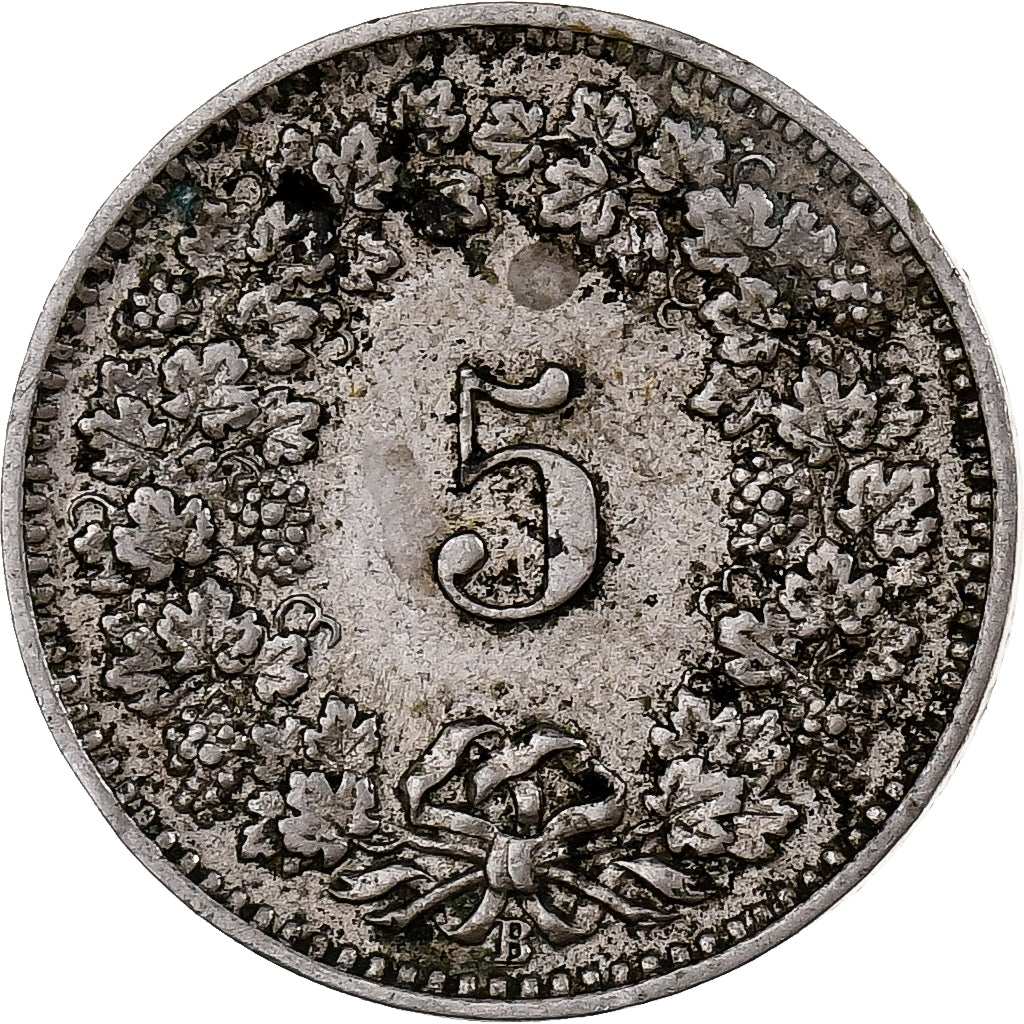 Suiza, 5 Rappen, Libertas, 1909, Bern, Cobre - níquel, MBC+