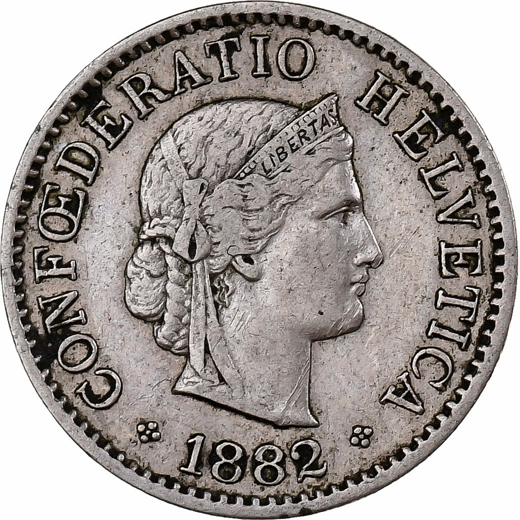 Suiza, 5 Rappen, Libertas, 1882, Bern, Cobre - níquel, MBC
